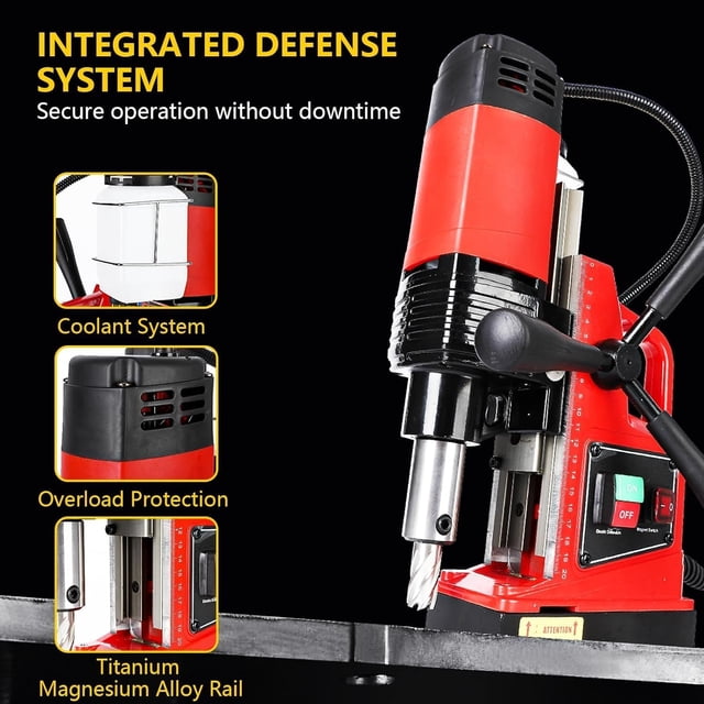 AKDSteel Magnetic Drill Press, Portable Power Drill Machine For Home Improvement, Industry, Or Railway Use