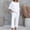 White, variant on Outfmvch summer linen sets for women Casual Tracksuit Roll Sleeve Women's Lounge Sets Pants and Shirt Set for Women 2 Piece Sleepwear Linen 2 Piece Set for Women Lightweight Lounge Set Black L