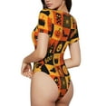 thumbnail image 3 of Yiaed Halloween Banner Symbols Print Women's Waist-Cinching Short-Sleeved Onesie,Elastic Onesiet,Snaps At Bottom,Easy To Put On And Take Off for Wome Bodysuit -XX-Large, 3 of 8