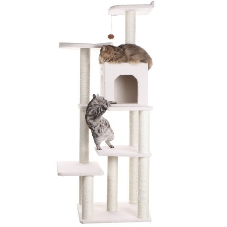 UPC: 0815481010239 | Armarkat 68-in real wood Cat Tree & Condo Scratching Post Tower  Ivory