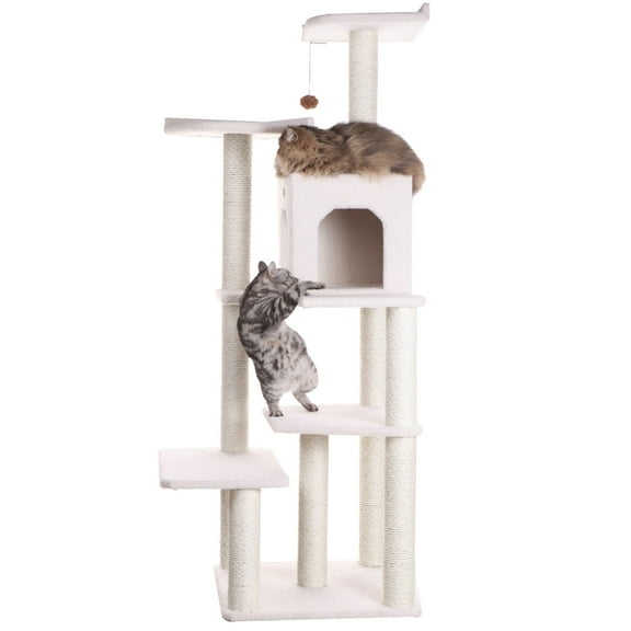Armarkat 68-in Cat Tree & Condo Scratching Post Tower, Ivory