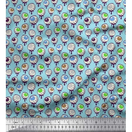 Soimoi Georgette Viscose Fabric Bloody Eyes Halloween Print Fabric by Yard 42 Inch Wide