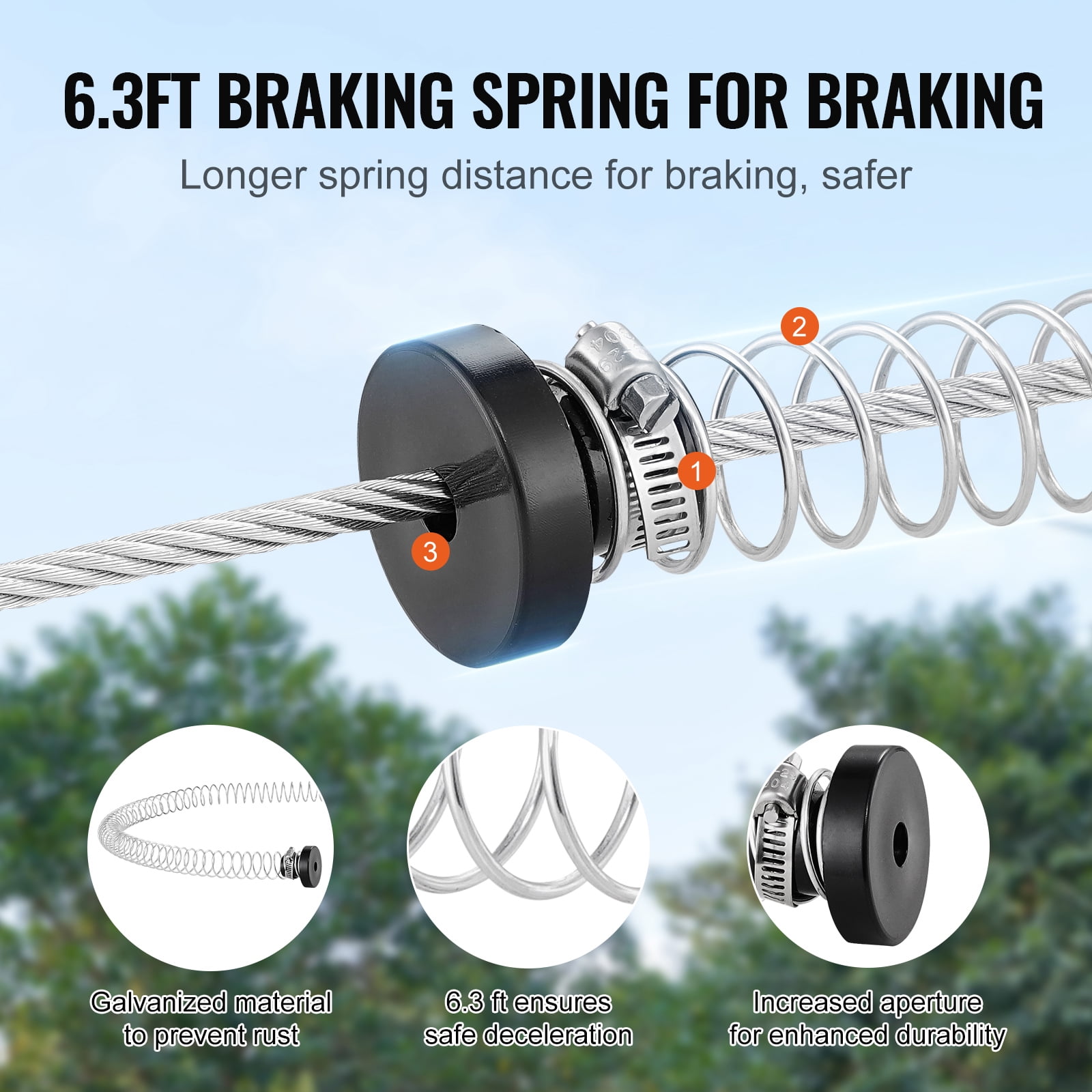 KFFKFF 80 ft Up to 500 lb Zip Line Kit for Kids Adult Trolley Slackers Zipline
