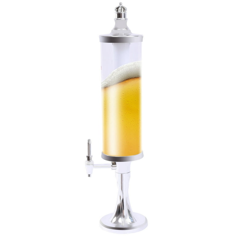 Miumaeov 3L Beer Tower Beverage Dispenser with LED Colorful Shining Lights  and Ice Tube, Keep Beverages Ice Cold, Clear Fashionable Drink Dispenser  for Home/Bar/Party/Gameday (Gold) 