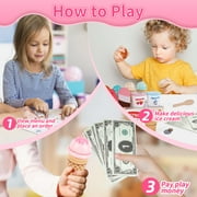 Wooden Ice Cream Toys for Toddlers, Kids Wooden Toys Play Kitchen Accessories, Play Food Sets for Kids Kitchen, Pretend Play Toys Gifts for 3 4 5 Year Old Girls Boys Birthday