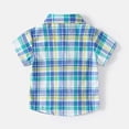 thumbnail image 3 of Tiijoy Toddler Boys Plaid Short Sleeve Shirt Summer Casual Lightweight Button Down Shirt, 3 of 4