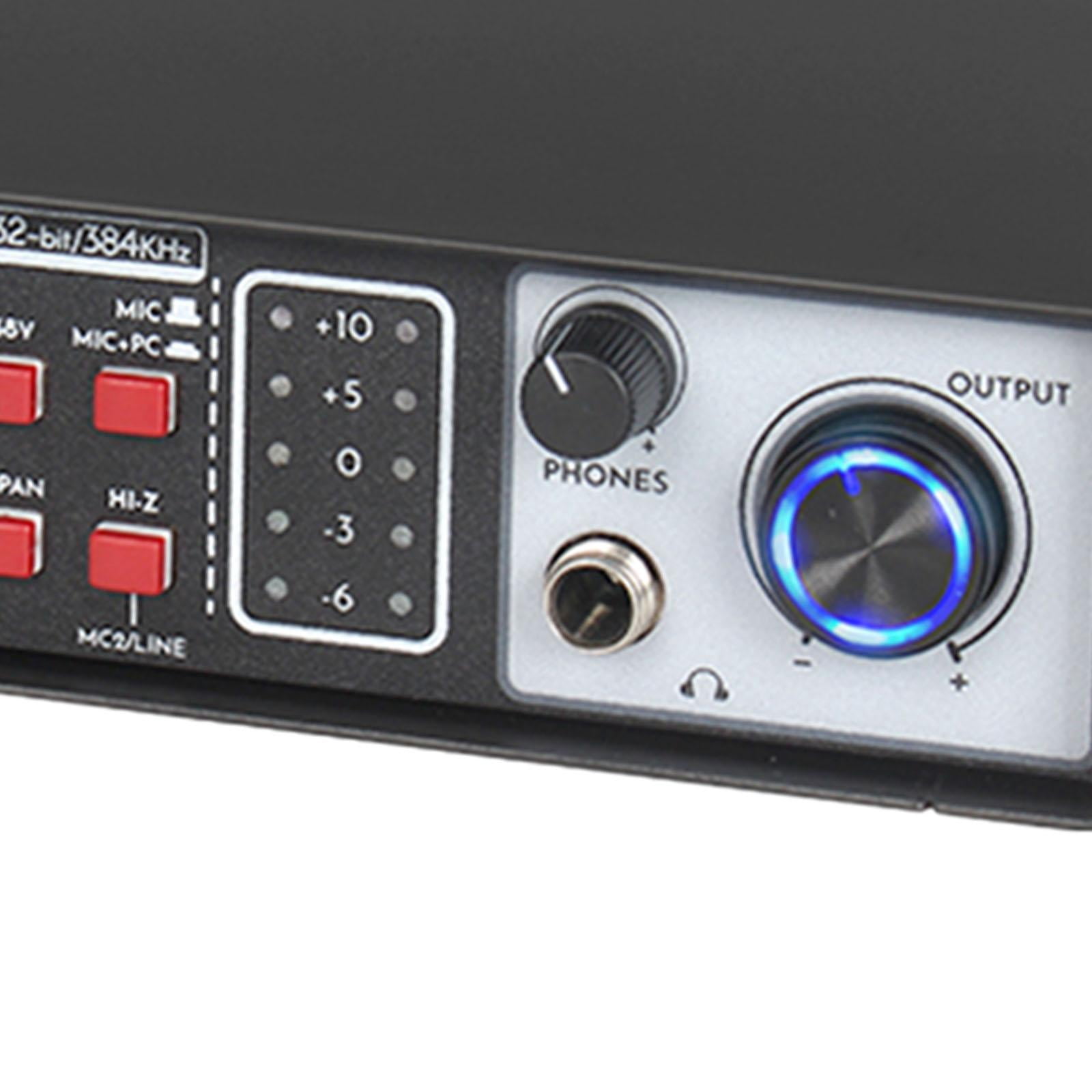 LeeQinersw 2 in 2 Out Audio Mixer 48V Mixer USB Compact Metal DJ Mixer for Live Performance