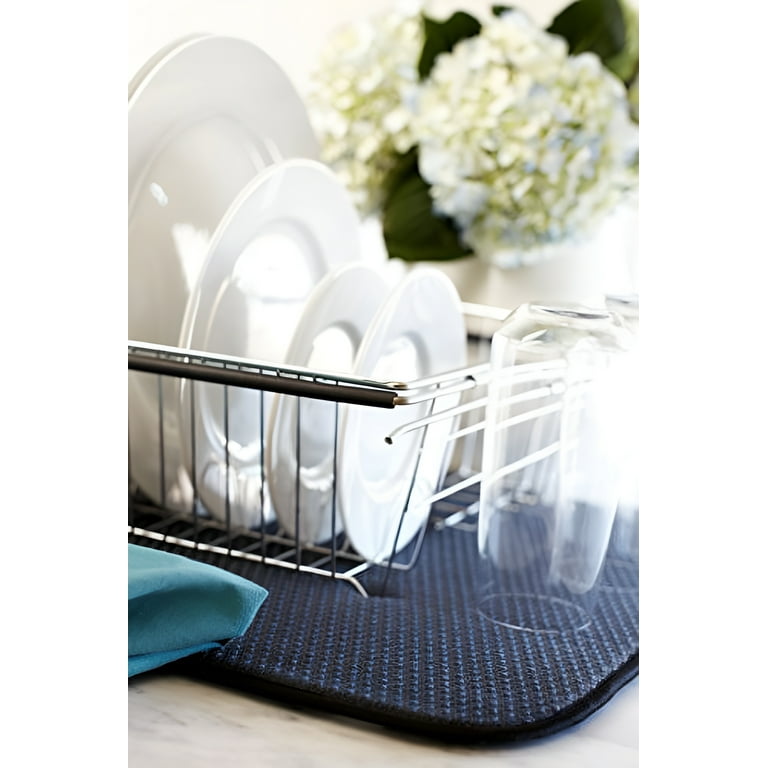 Envision Home Reversible Microfiber Jumbo Dish Drying Mat Black 18 x 32