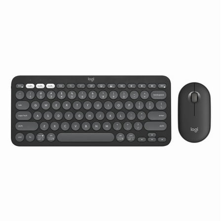 Logitech Pebble 2 Combo Wireless Quiet Keyboard and Mouse, Customisable, Logi Bolt, Bluetooth, Easy-Switch for Windows, macOS, iPadOS, Chrome - Tonal Graphite