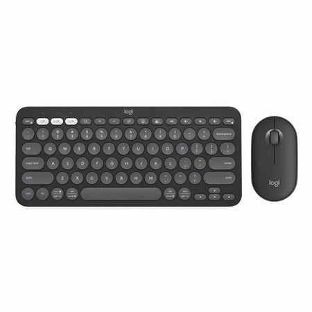 Logitech Pebble 2 Combo Wireless Quiet Keyboard and Mouse, Customisable, Logi Bolt, Bluetooth, Tonal Graphite
