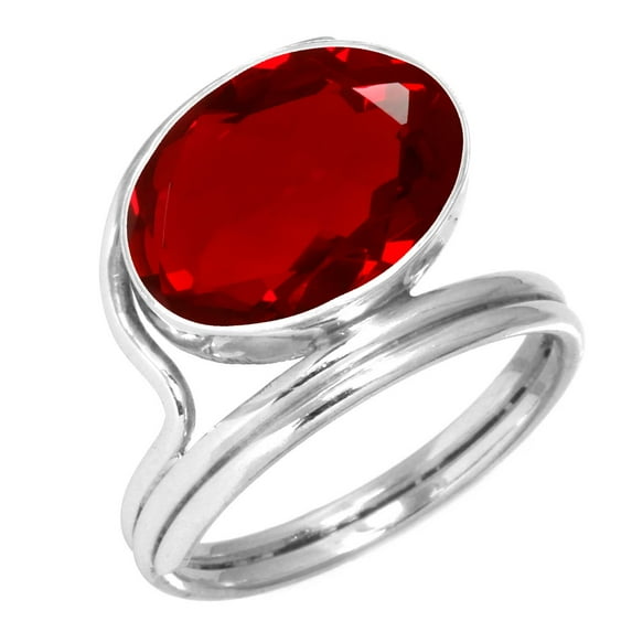 925 Silver Ring For Women - Men Red Ruby Simulated Stone Silver Ring Size 10 July Birthstone Hand Made Silver Ring Size 10 Gift For Girl Friend On Easter 925 Gemstone Silver Jewelry