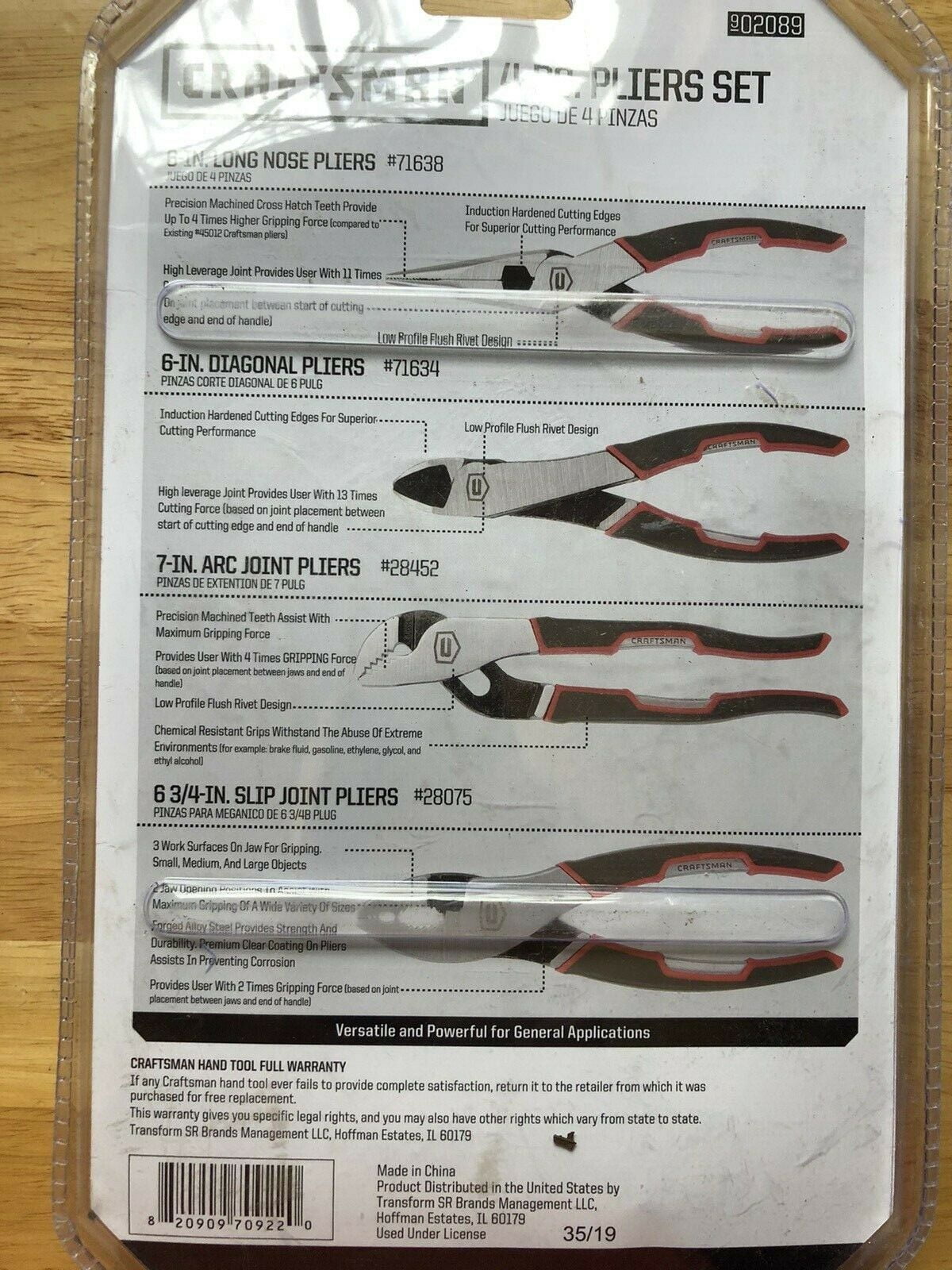 Craftsman 4 Piece Pliers Set