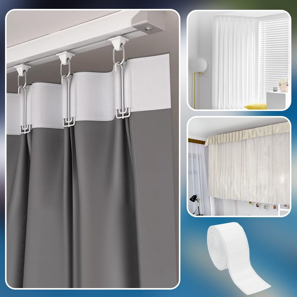 16 Yards White Curtain Tape 2.87 Inch Curtain Pleat Tape Polyester Pleater Tape for Curtains DIY Pinch Pleat Curtain and Drapes Hooks White DIY