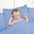 thumbnail image 3 of 3 Piece Toddler Bed Sheet Set - Silky Soft Solid Microfiber Crib Sheets, Hypoallergenic, Cool & Breathable - Includes Fitted Sheet 28"x52", Flat Sheet 45"x60" and 14”x19” Pillowcase - Calm Blue, 3 of 3