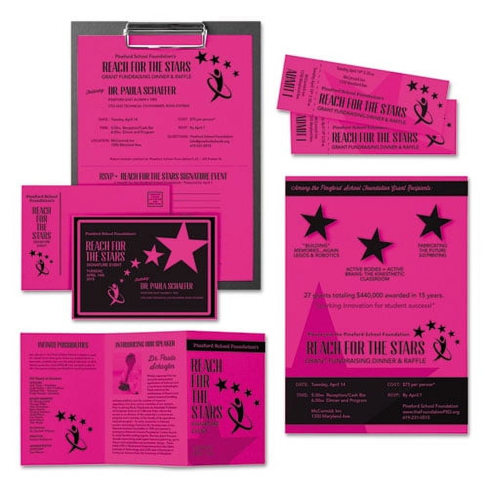 Color Cardstock, 65 Lb, 8.5 X 11, Fireball Fuchsia, 250/pack | Bundle of 5 Packs