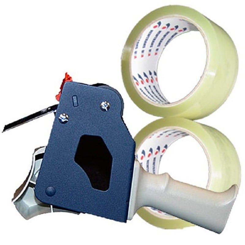 Uboxes Packing Tape, 2 in x 110 yds, Clear, 2 Rolls, 1 Heavy Duty Dispenser