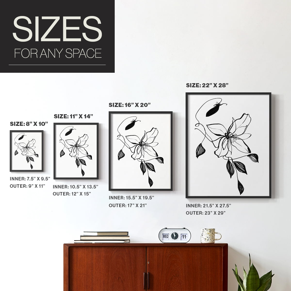 Wild Clematis I Framed Print in Black Solid Wood 22 x 28 Framed Print