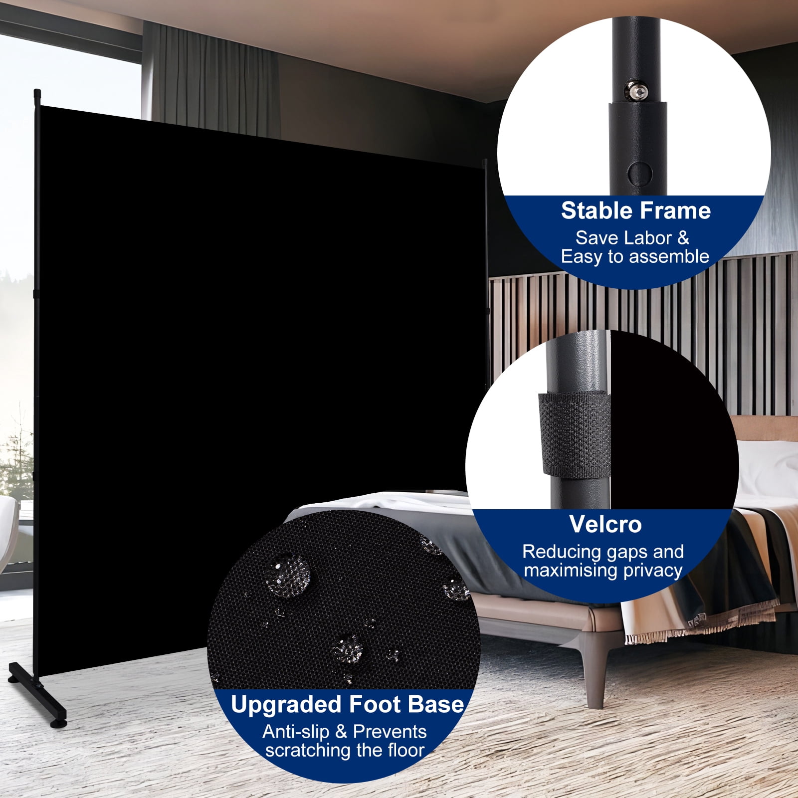 Room Divider Single Fabric Panel Privacy Screen, 71''X 72''Wide Portable Wall Divider for Room Separation, Upgrade Room Divider Screen 6 FT Partation Room Dividers for Home, Office, Dorm, Studio