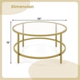 thumbnail image 3 of Costway Table Basse Ronde 36 Pouces Plateau en Verre Trempé Cadre en Métal Salon Doré, 3 of 10