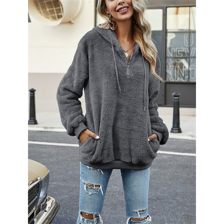 Womens oversized sherpa hoodie sale