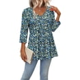 thumbnail image 4 of Ronuti 3/4 Length Sleeve Womens Tops 2025 Blouses for Women Dressy Casual Fashion Clothing V Neck Babydoll Tops Fall Outfits, 4 of 8