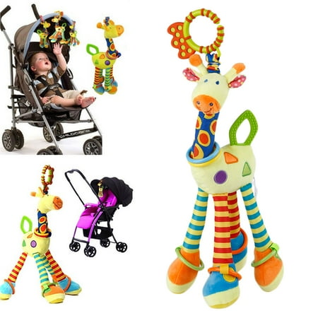 - 0 Cotton Infant Baby Development Soft Giraffe Animal Handbells Rattles Handle Toys BB Tooth Gum Newborn Baby Teddy Kids Toy