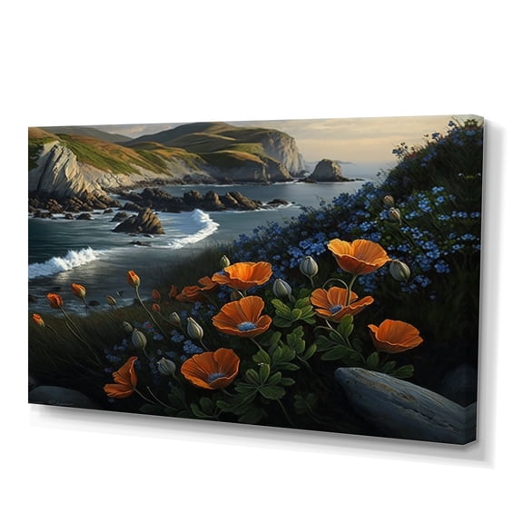 Designart Flowers By The Coast III Canvas Wall Art