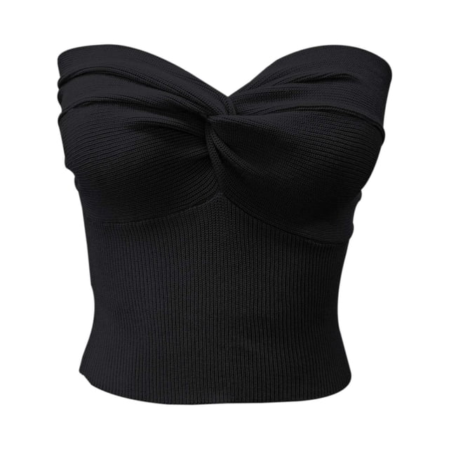 Top elegante sin tirantes de punto liso para mujer - Top corto con sujetador bandeau elástico para ocasiones informales o fiestas