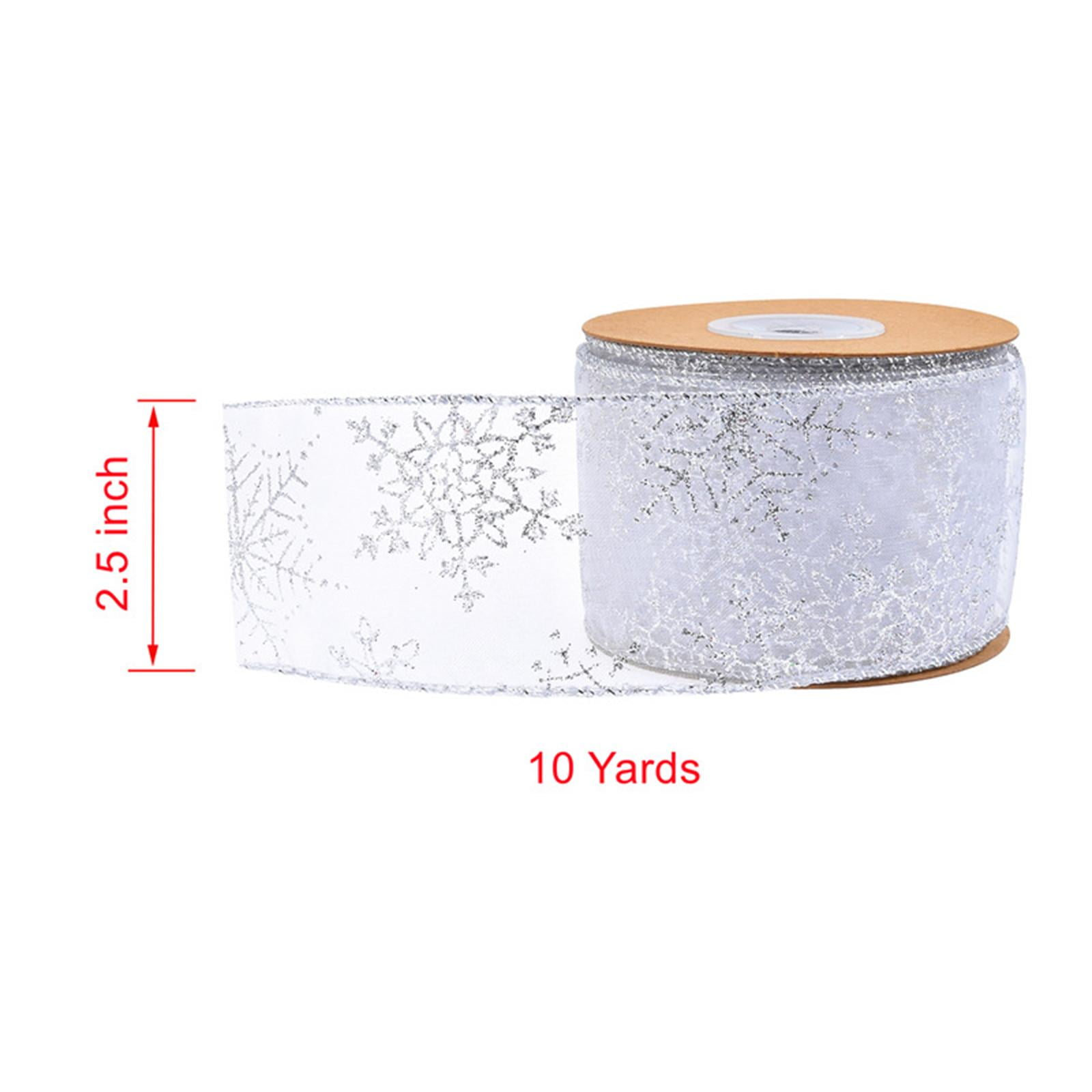 GUOOL 2x 2pcs Christmas Ribbon Snowflake Printed Christmas Tree Ribbons for Gift Wrapping, Festive Decoration, Handmade crafts, Gold And Silver