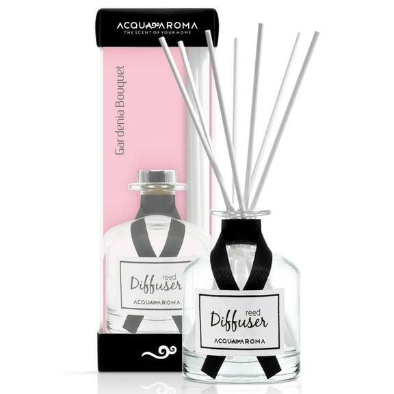 Acqua Aroma Gardenia Bouquet Reed Oil Diffuser 8.1 FL OZ (240ml) Gift Set