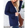 thumbnail image 3 of DOPI Women's Open Front Cardigan Sweaters Fashion Button Down Cable Knit Chunky Outwear Coats, 3 of 8