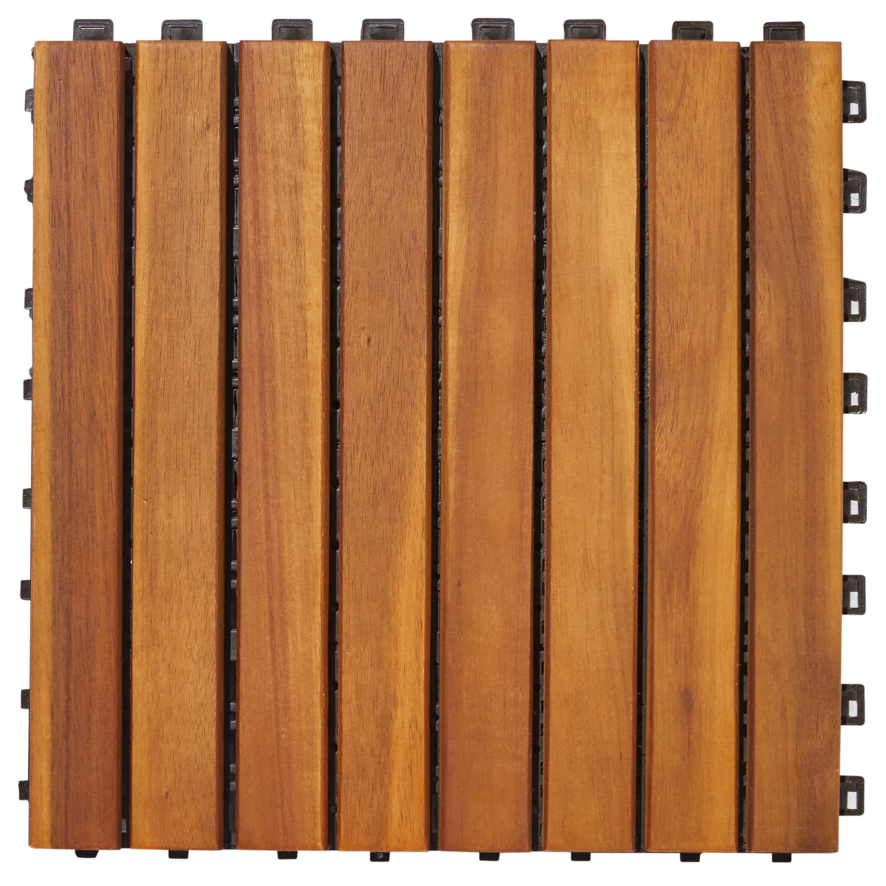 8 Slat Acacia Interlocking Deck Tile (Teak Finish)