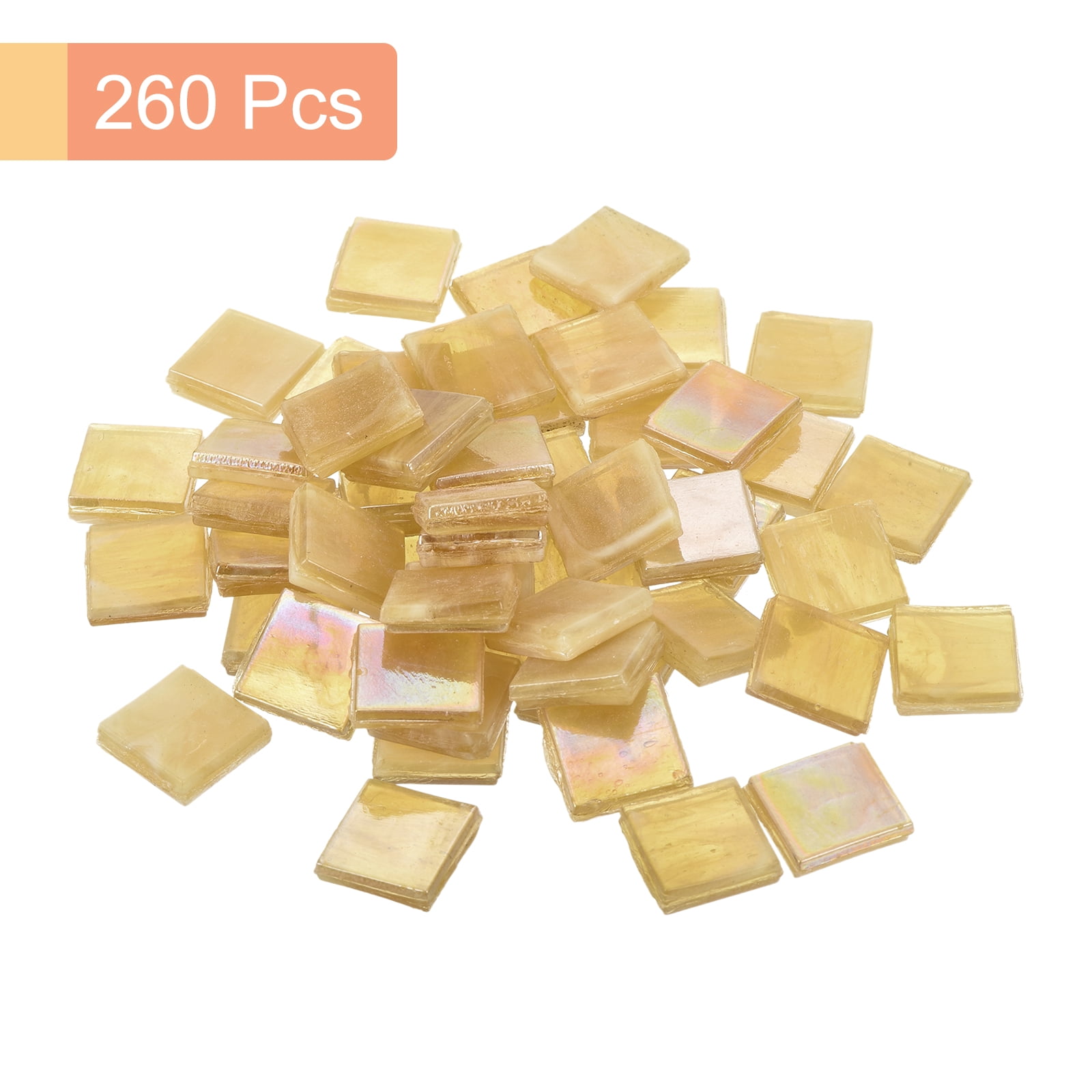 Uxcell 260Pcs Mosaic Tiles, Micro Glass Tiny Mini Mosaic Tile DIY Hobbies Handmade Crystal Free Stone Dull Lemon Yellow