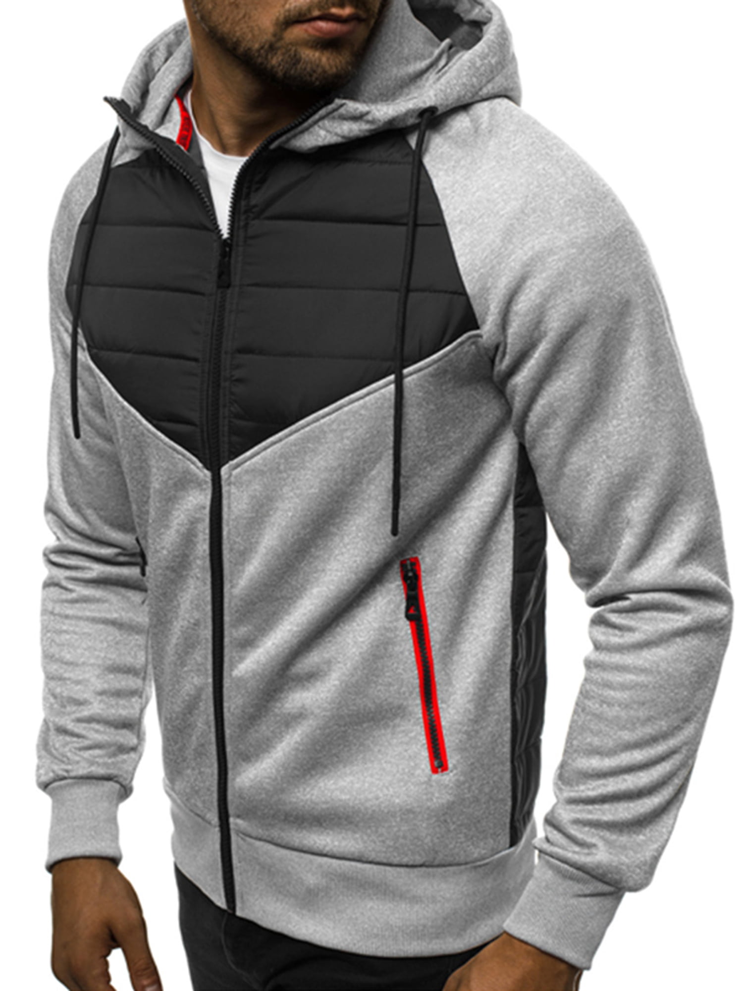 Yayu Mens Fashion Long Sleeve Slim Fit Lightweight Zip-up Hoodie with Pocket
