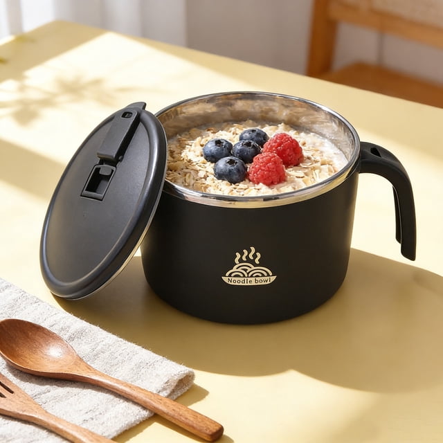 BotaniNest Stainless Steel Instant Bowl With Lid Insulated Soup Container For Microwave And Camping