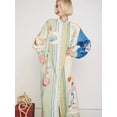 thumbnail image 3 of Women's Color Block Cotton-Linen Printed Tie-Waist Dress, 3 of 6