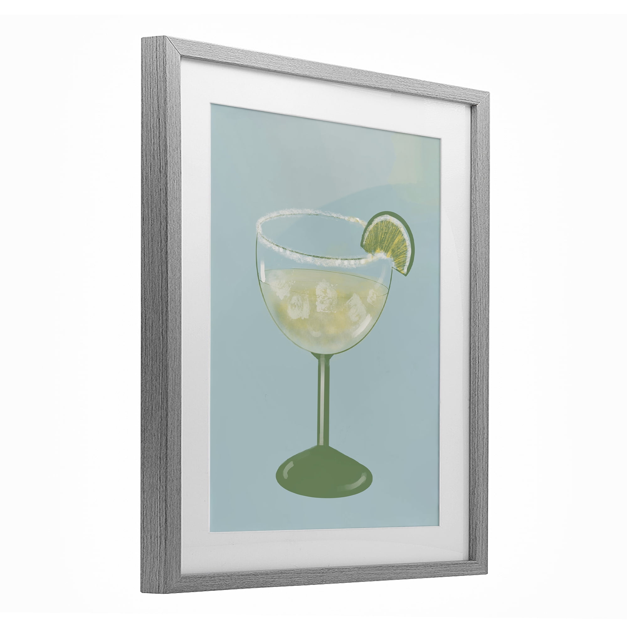 Stupell Industries Margarita Glass over Blue Gray Framed Print Under Glass, design by Robin Maria