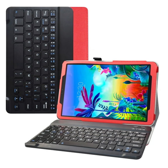 Labanema 10.1" LG G Pad 5 10.1 T600 Bluetooth Keyboard Case, PU Leather Folio Stand Protective Case, Cover for 10.1" LG G Pad 5 10.1 T600 (Red)