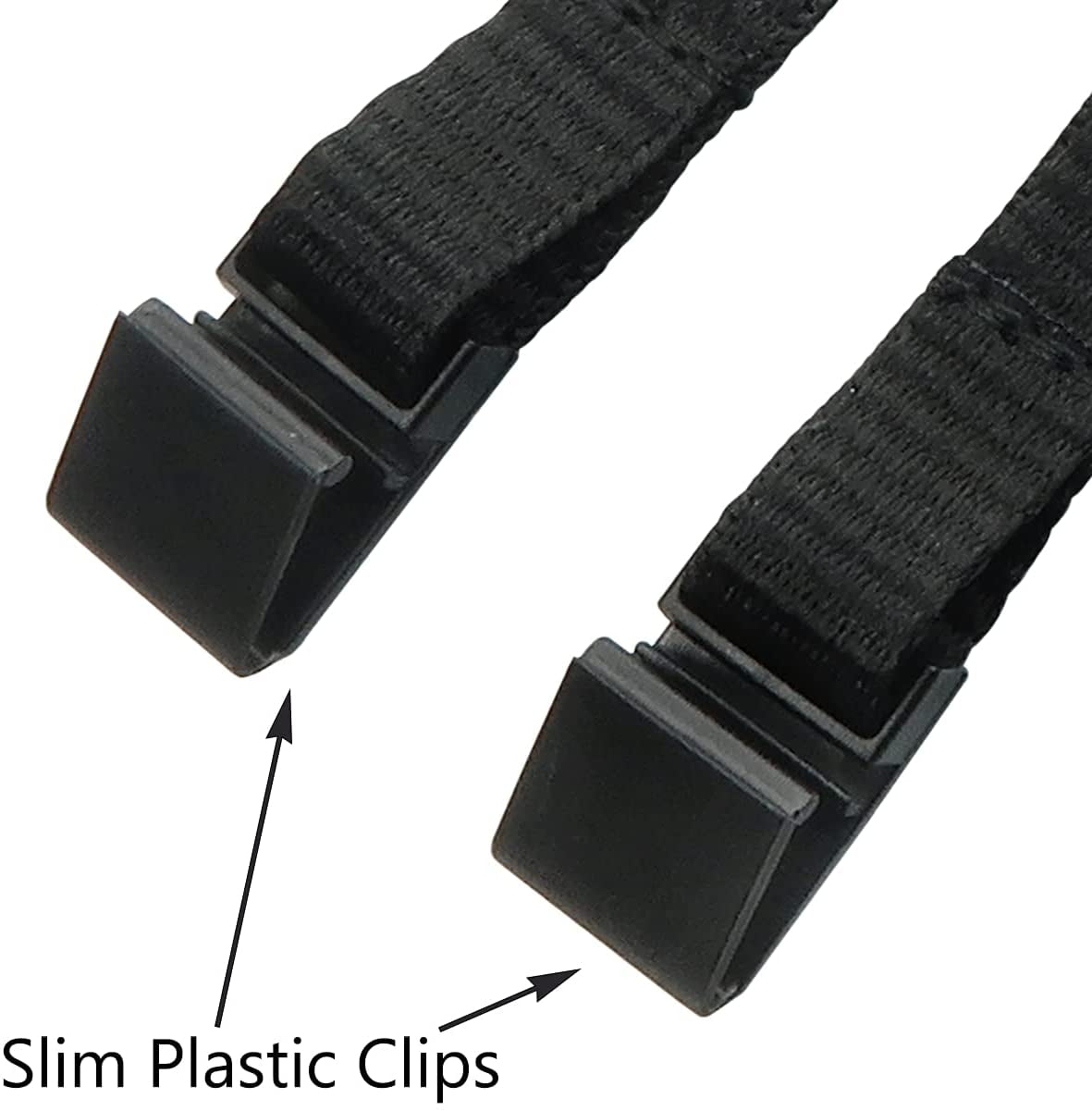 25 Pack - MRI Safe Double Ended Lanyards 2 Slim Plastic Clips - Metal Detector Friendly No Twist Badge and Face Mask & Credential Holders for Travel, Conferences & Special Events Specialist ID (Black)