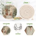 thumbnail image 2 of 6 Pcs Drink Coasters with Holder 3.94in Woven Coasters for Drinks Charming Christmas Doorway Coaster Set for Protection Table, 2 of 7