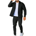 thumbnail image 2 of Bixock Men 2 Piece Set,Casual Outfits for Men Knit Solid Color Long Sleeve Zip up Jacket and Drawstring Long Pants Sweatsuit Outfits Set, 2 of 6