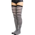 thumbnail image 3 of GFDYREE Women's Nylon Horizontal Striped Thigh Highs, 3 of 4