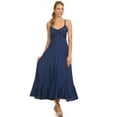 thumbnail image 5 of Sakkas Allie Stonewashed Embroidered Adjustable Spaghetti Straps Long Dress - Navy - S/M, 5 of 5