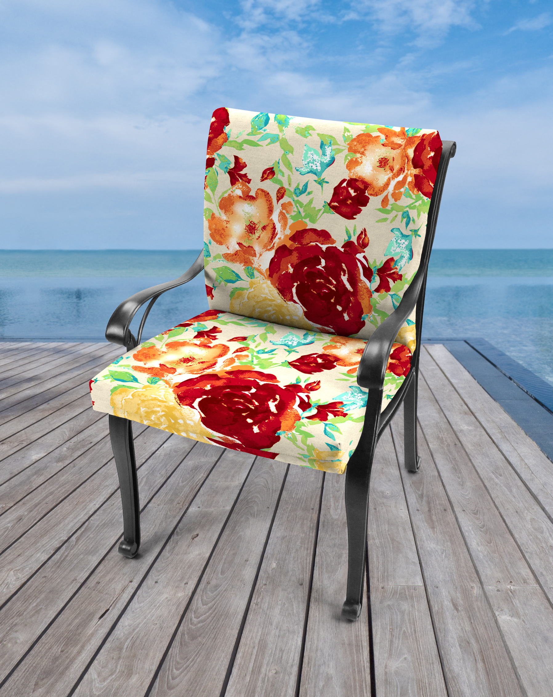 replacement patio cushions walmart on Mainstays Floral Red Outdoor Chair Cushion With Matching Ties And Hanger Loop Walmart Com Walmart Com