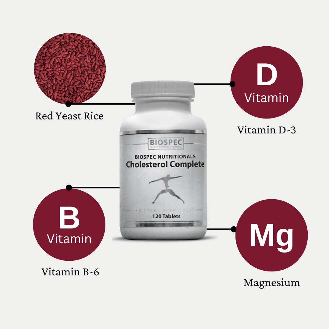 Biospec Nutritionals Cholesterol Complete – Natural Cholesterol Support Supplement - Red Yeast Rice, Co-Q-10, Hawthorn, Guggulipid, B-Vitamins, Magnesium - (240 Tablets (Pack of 1))