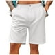 thumbnail image 1 of pstuiky Pantalones cortos para hombre, Pantalones cortos rectos de lino con múltiples bolsillos y botones para hombre, informales, de verano, de color liso, a la moda, 1 of 5