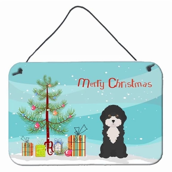 Black and White Cyprus Poodle Christmas Tree Wall or Door Hanging Prints