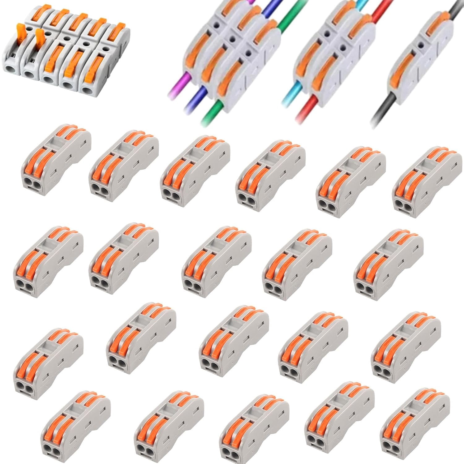 Universal Quick Lever Electrical Wire Connectors,28-12 Awg Mini Quick Connectors Push-in,1 in 1 Out Electrical Wire Butt Splice Inline Terminals,Household Electrical Connectors Flame Retardant (#C)