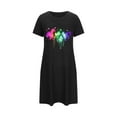 thumbnail image 5 of Sakmal Moomoo Womens Nightgown Short Casual Black Sleepshirt Heart Print Short Sleeve Nightgowns for Women, 5 of 5