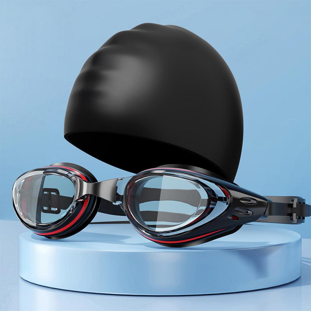 Uniswim Swimming Goggles Swimming Cap Set Swim Glasses Silicone Swim